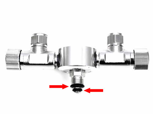 o-ring montati sul pezzo splitter